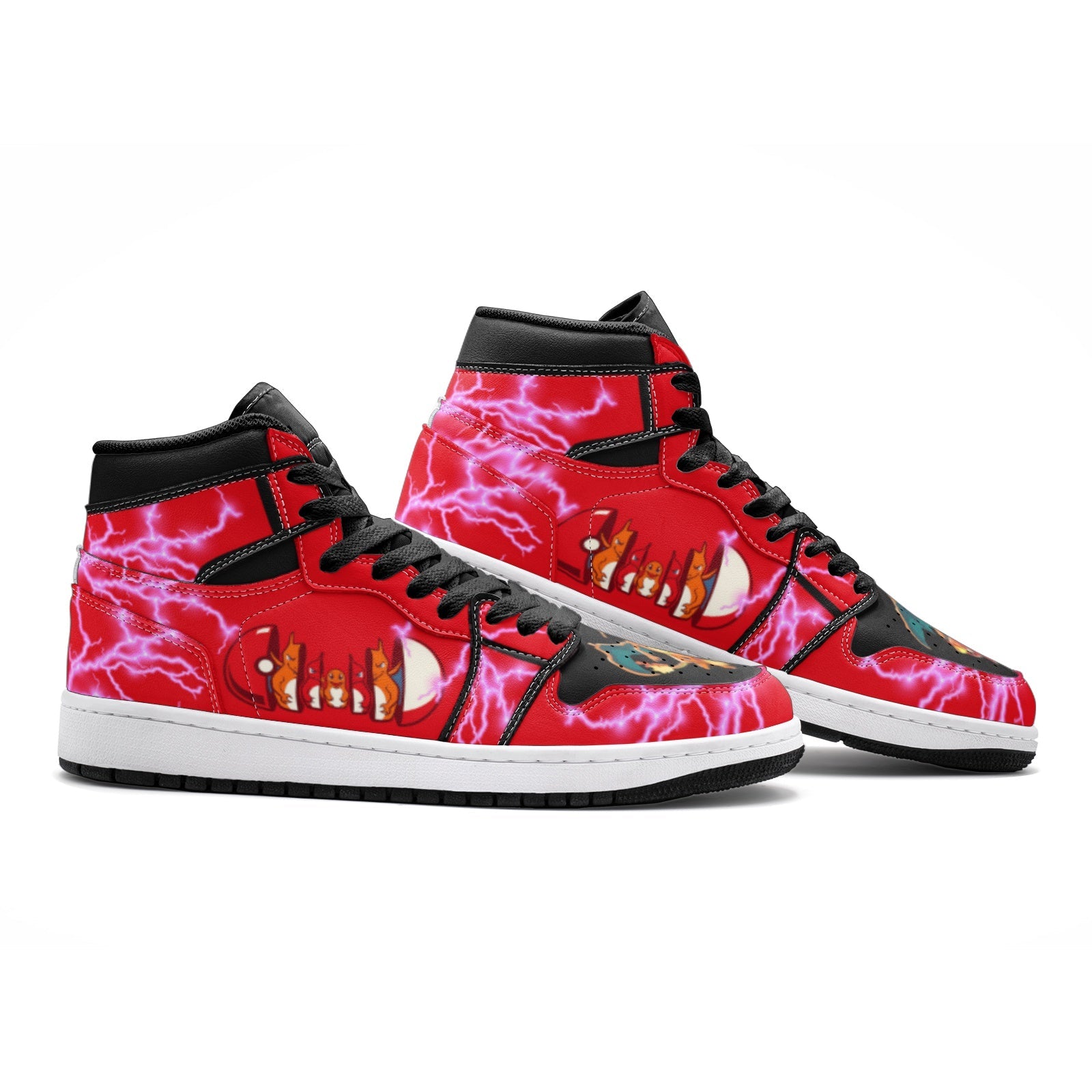 Alternative view of Charmander Evolution Pokemon Custom Sneaker Mid 1 Basketball Shoes - Otaku Hall