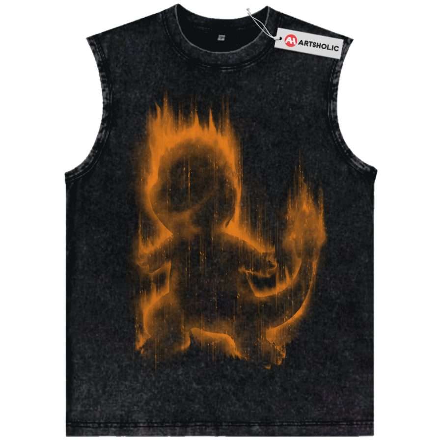 Alternative view of Charmander Tank Top, Pokemon Tank Top, Anime Tank Top, Vintage Tank Top