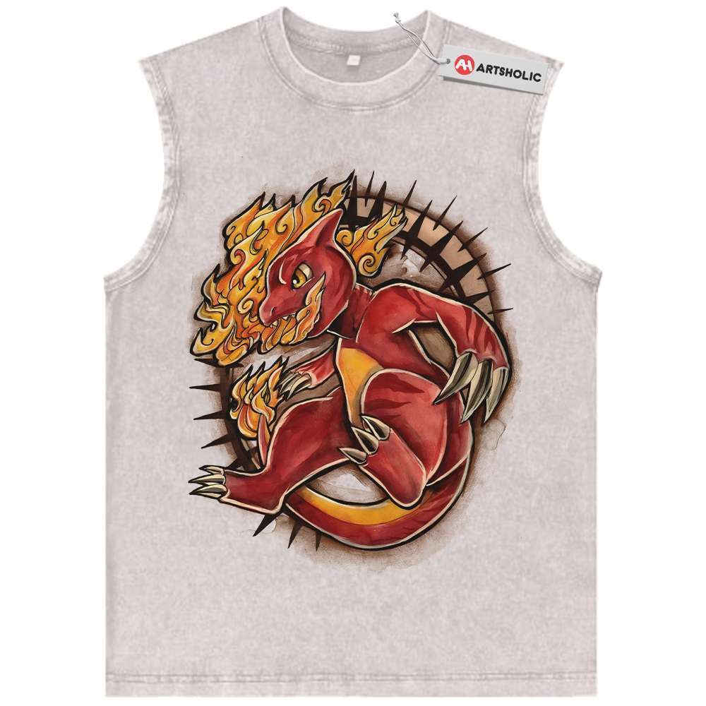 Alternative view of Charmeleon Tank Top, Pokemon Tank Top, Anime Tank Top, Vintage Tank Top