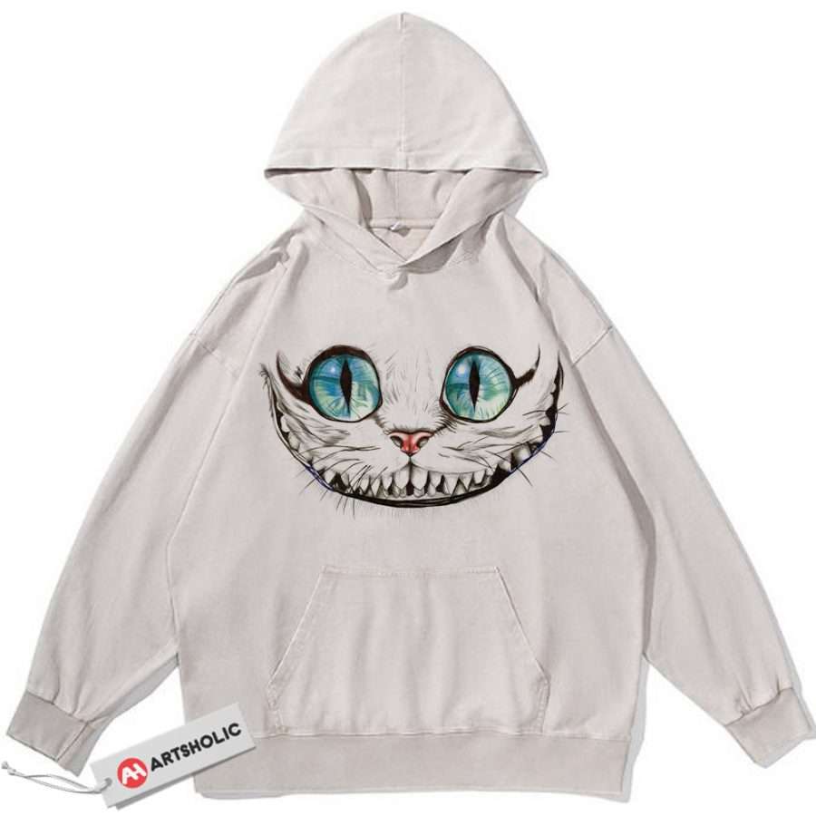 Alternative view of Cheshire Cat Hoodie, Alice's Adventures in Wonderland Hoodie, Animated Hoodie, Vintage Hoodie