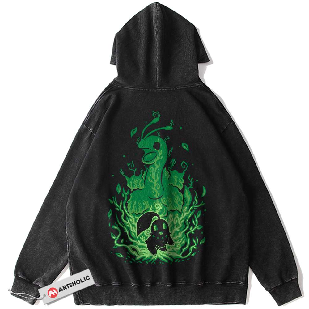 Chikorita Hoodie, Meganium Hoodie, Pokemon Hoodie, Anime Hoodie, Vintage Hoodie