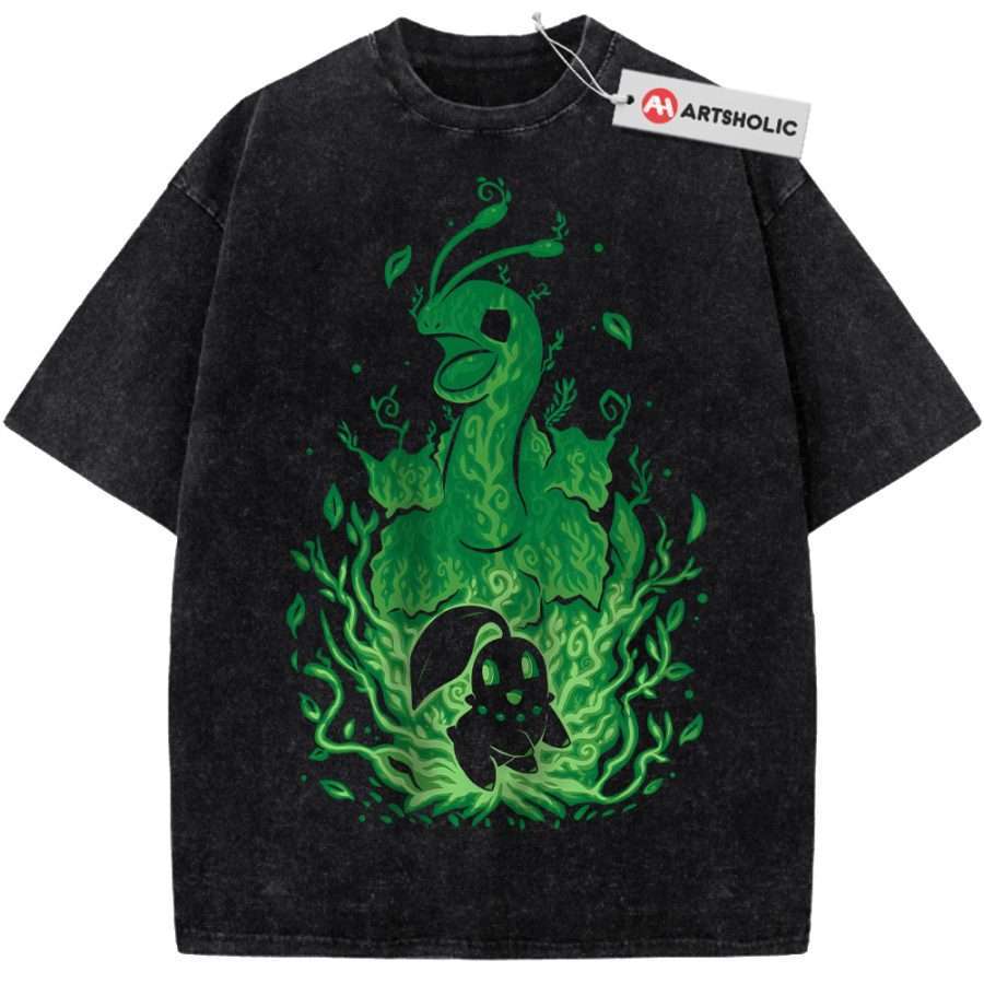 Alternative view of Chikorita Shirt, Meganium Shirt, Pokemon shirt, Anime Shirt, Vintage Tee