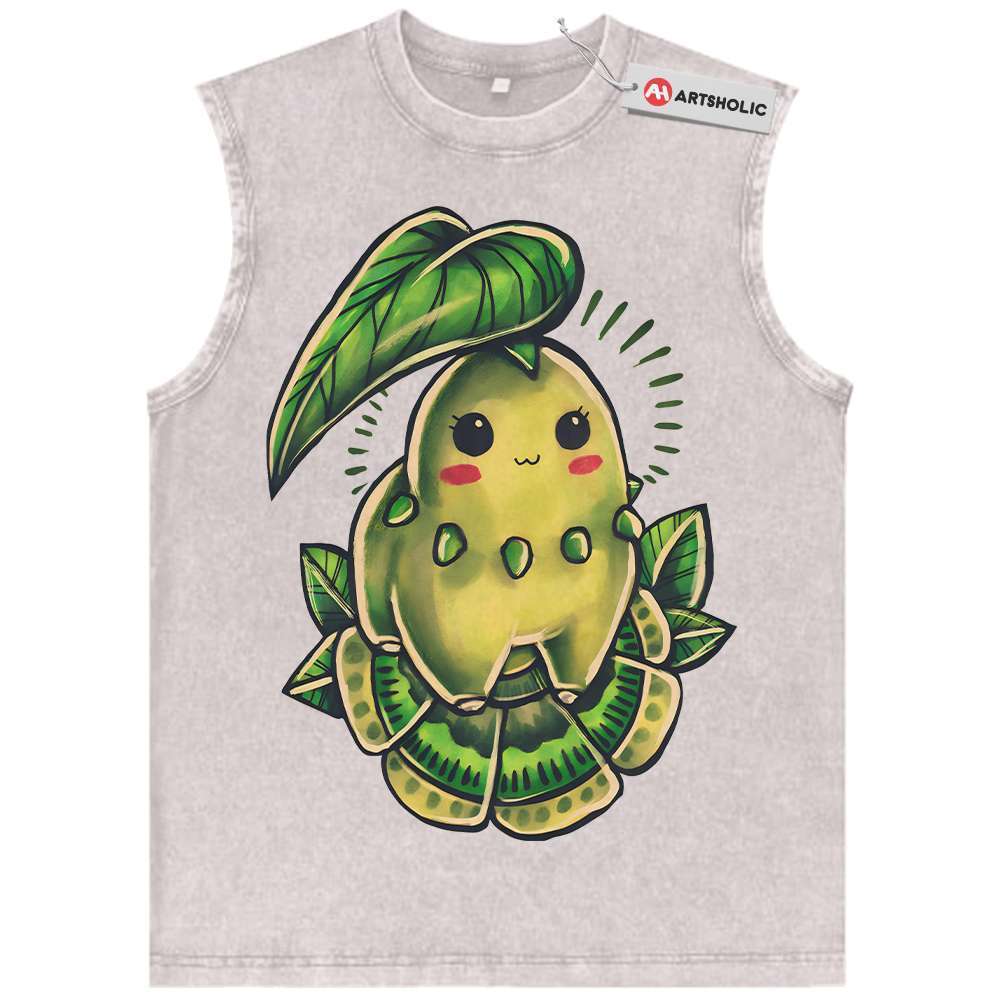 Alternative view of Chikorita Tank Top, Pokemon Tank Top, Anime Tank Top, Vintage Tank Top