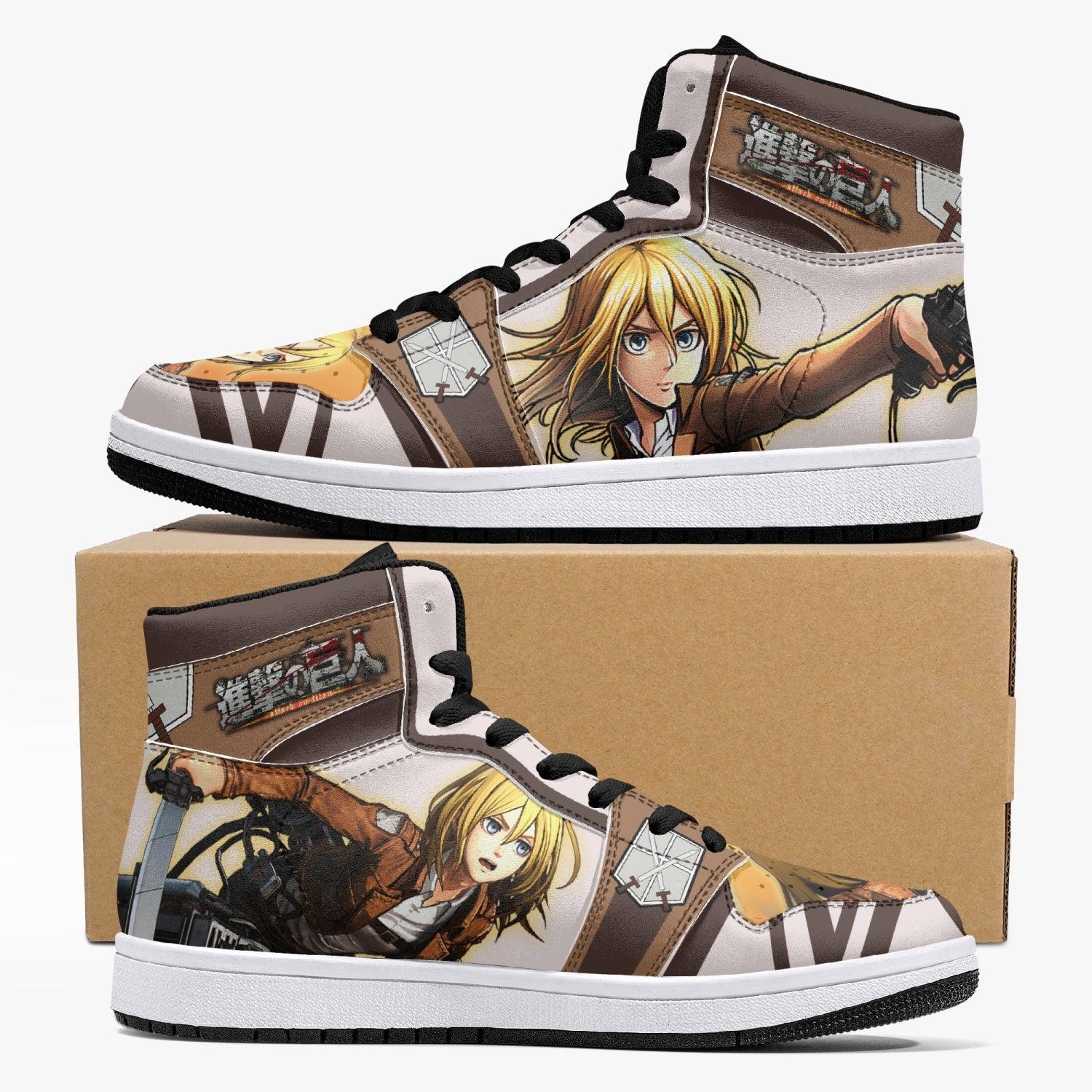 Christa Lenz Training Corps Attack on Titan Custom Sneaker Mid 1 Basketball Shoes - Otaku Hall