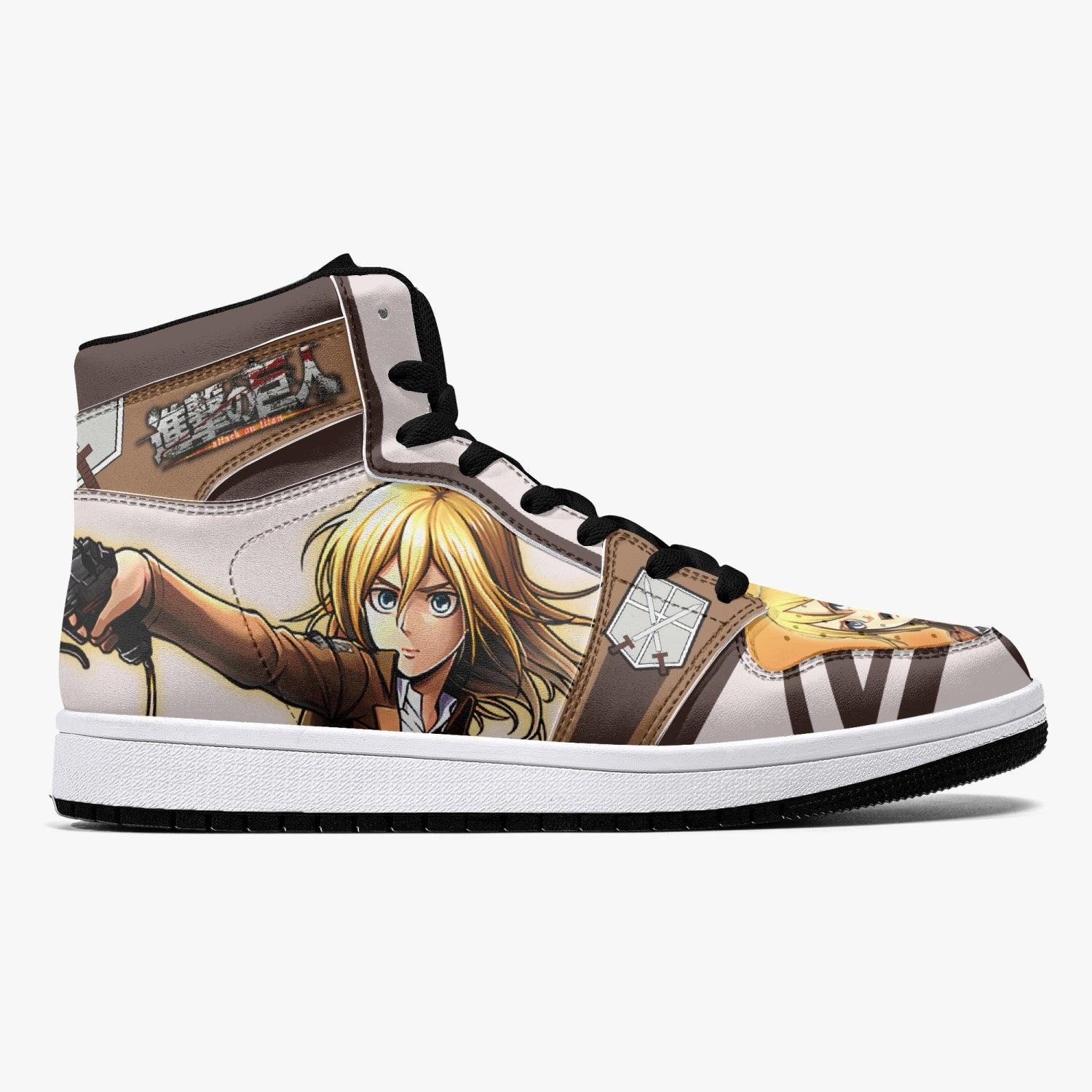 Alternative view of Christa Lenz Training Corps Attack on Titan Custom Sneaker Mid 1 Basketball Shoes - Otaku Hall