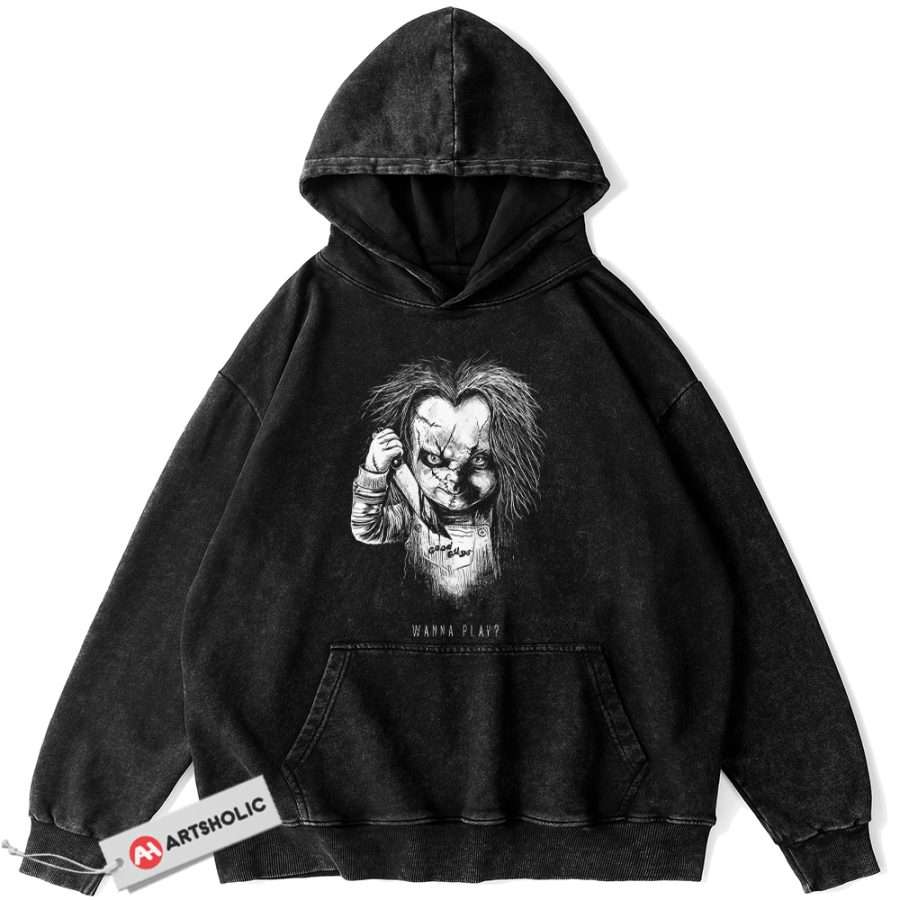Alternative view of Chucky Hoodie, Child's Play Hoodie, Halloween Hoodie, Horror Hoodie, Vintage Hoodie