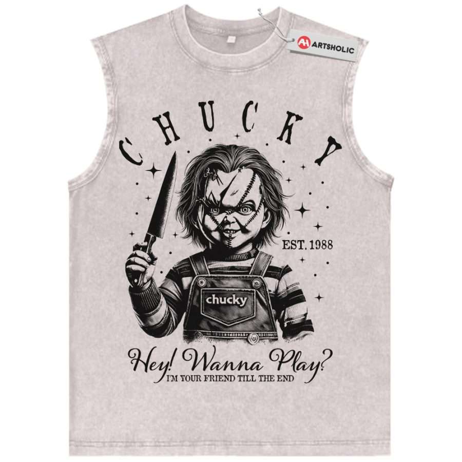 Alternative view of Chucky Tank Top, Child's Play Tank Top, Halloween Tank Top, Horror Tank Top, Vintage Tank Top