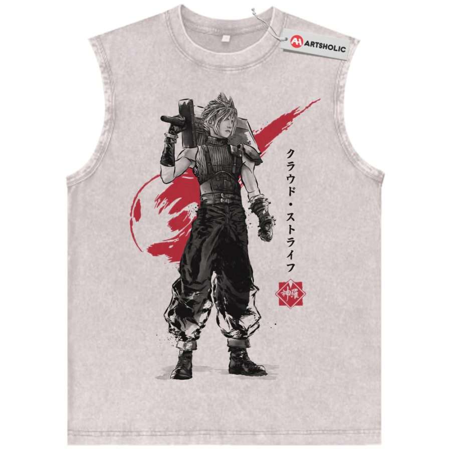 Alternative view of Cloud Strife Tank Top, Final Fantasy Tank Top, Game Tank Top, Vintage Tank Top