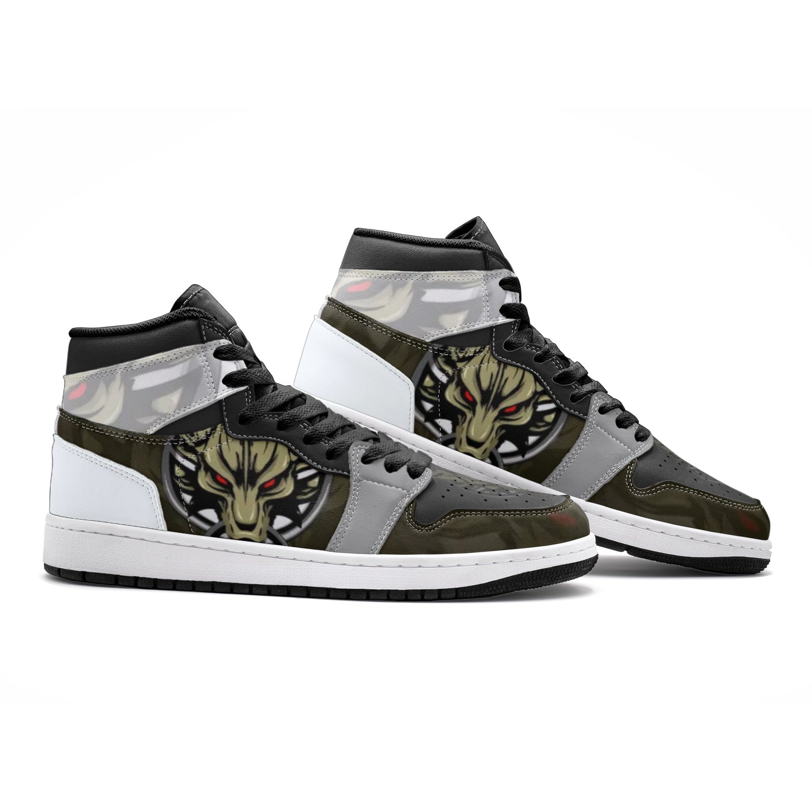 Alternative view of Cloud Wolf Head Final Fantasy Custom Sneaker Mid 1 Basketball Shoes - Otaku Hall