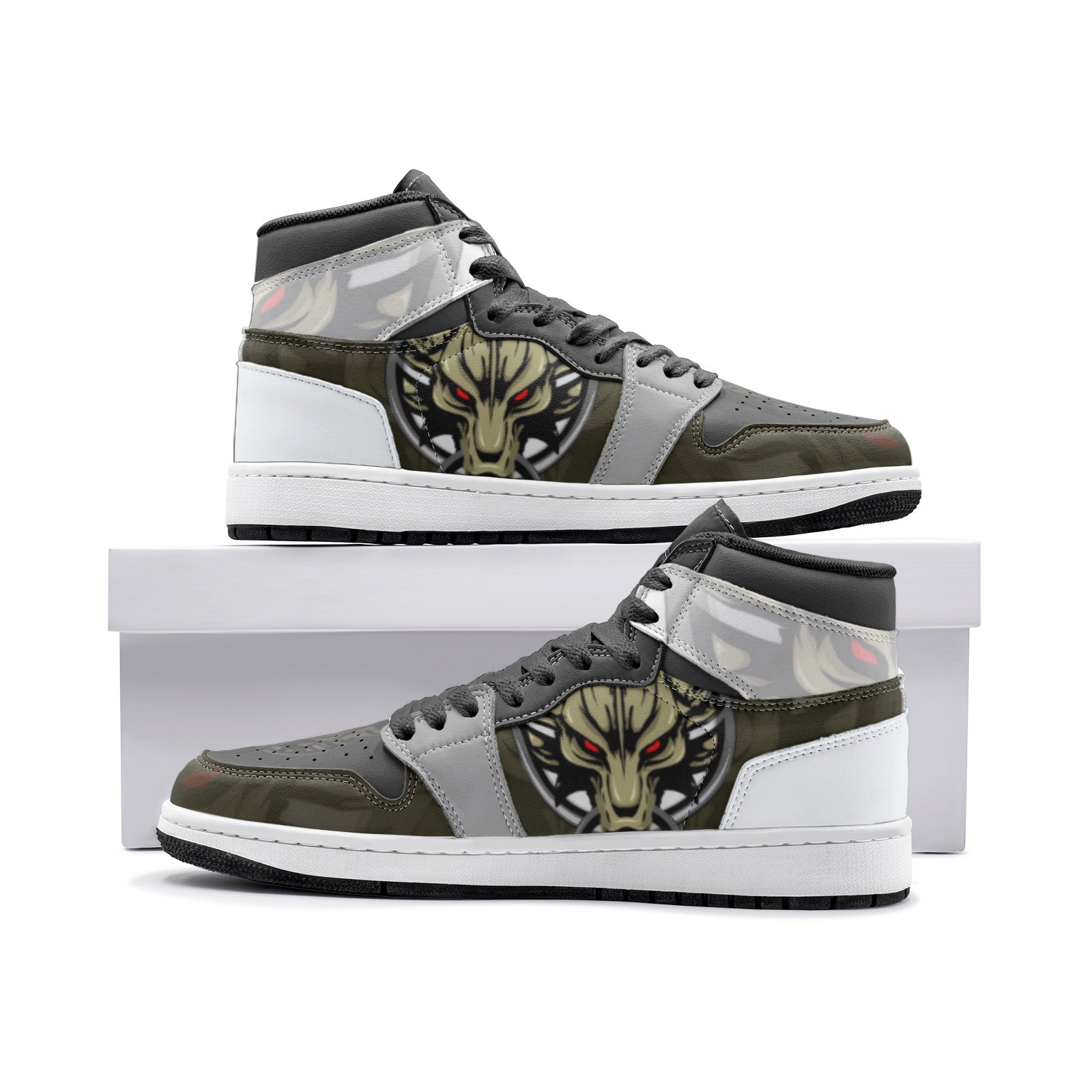 Cloud Wolf Head Final Fantasy Custom Sneaker Mid 1 Basketball Shoes - Otaku Hall