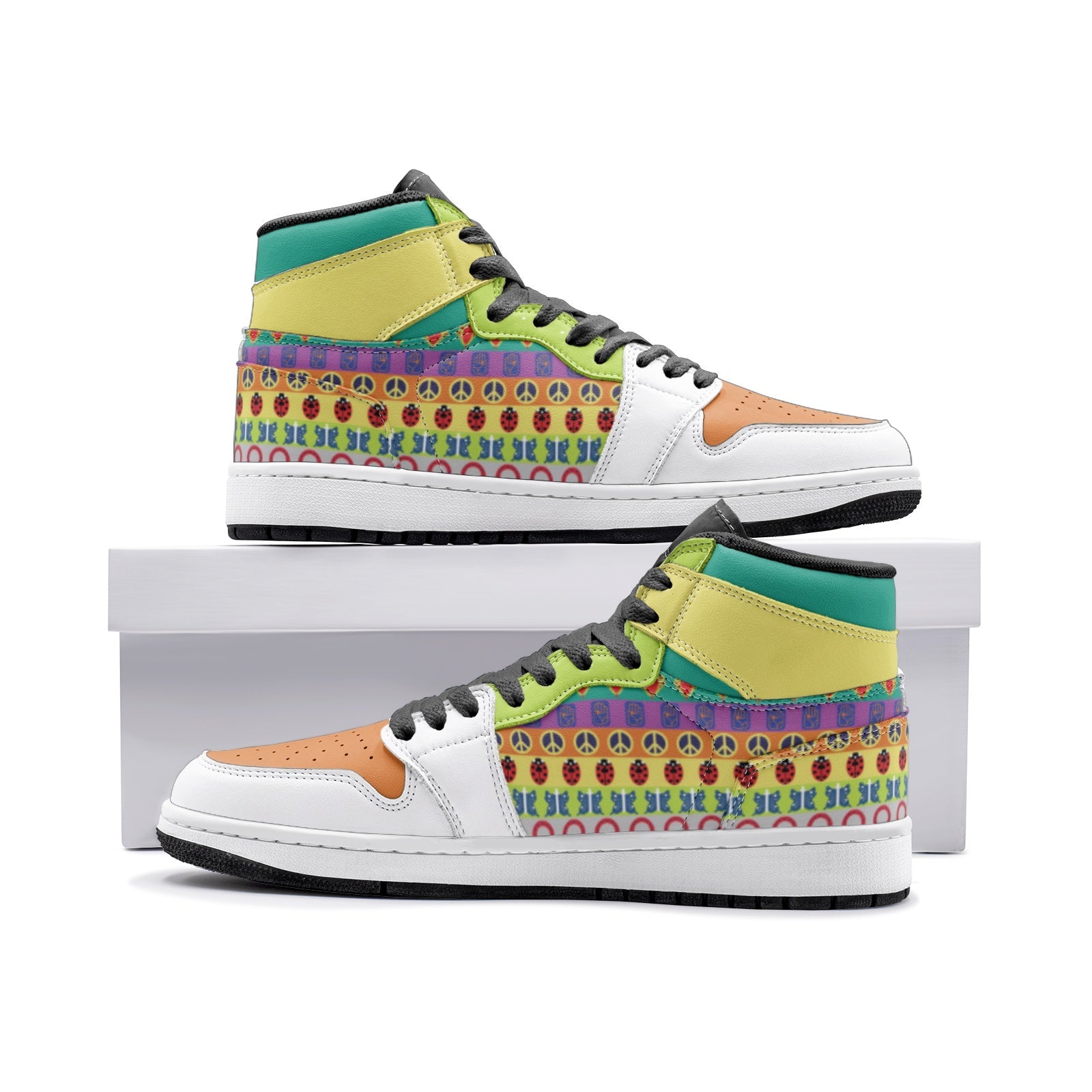Colorful Patterns Jojo's Bizarre Adventure Custom Sneaker Mid 1 Basketball Shoes - Otaku Hall