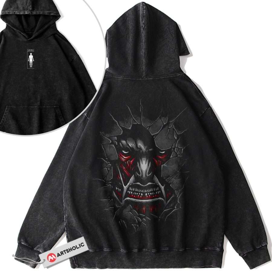 Alternative view of Colossal Titan Hoodie, Attack on Titan Hoodie, AOT Hoodie, Anime Hoodie, Vintage Hoodie 2-Sided