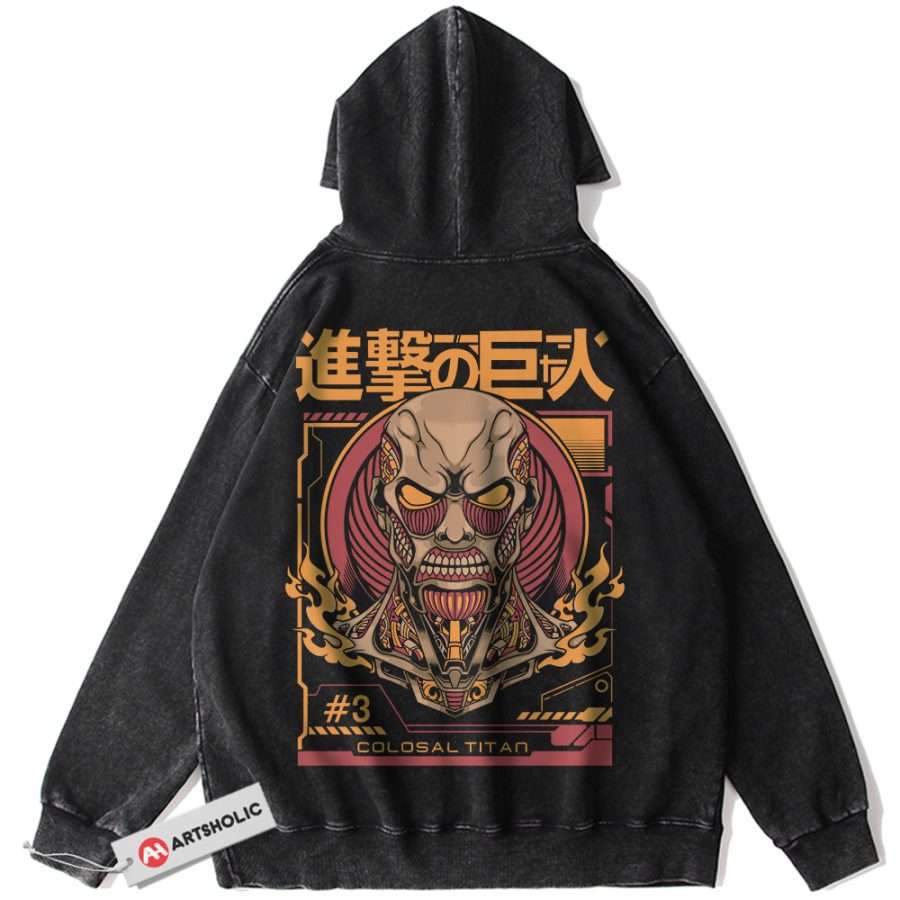 Alternative view of Colossal Titan Hoodie, Attack On Titan Hoodie, AOT Hoodie, Anime Hoodie, Vintage Hoodie