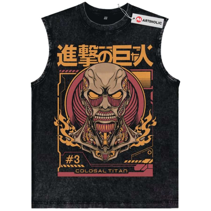 Alternative view of Colossal Titan Tank Top, Attack On Titan Tank Top, AOT Tank Top, Anime Tank Top, Vintage Tank Top