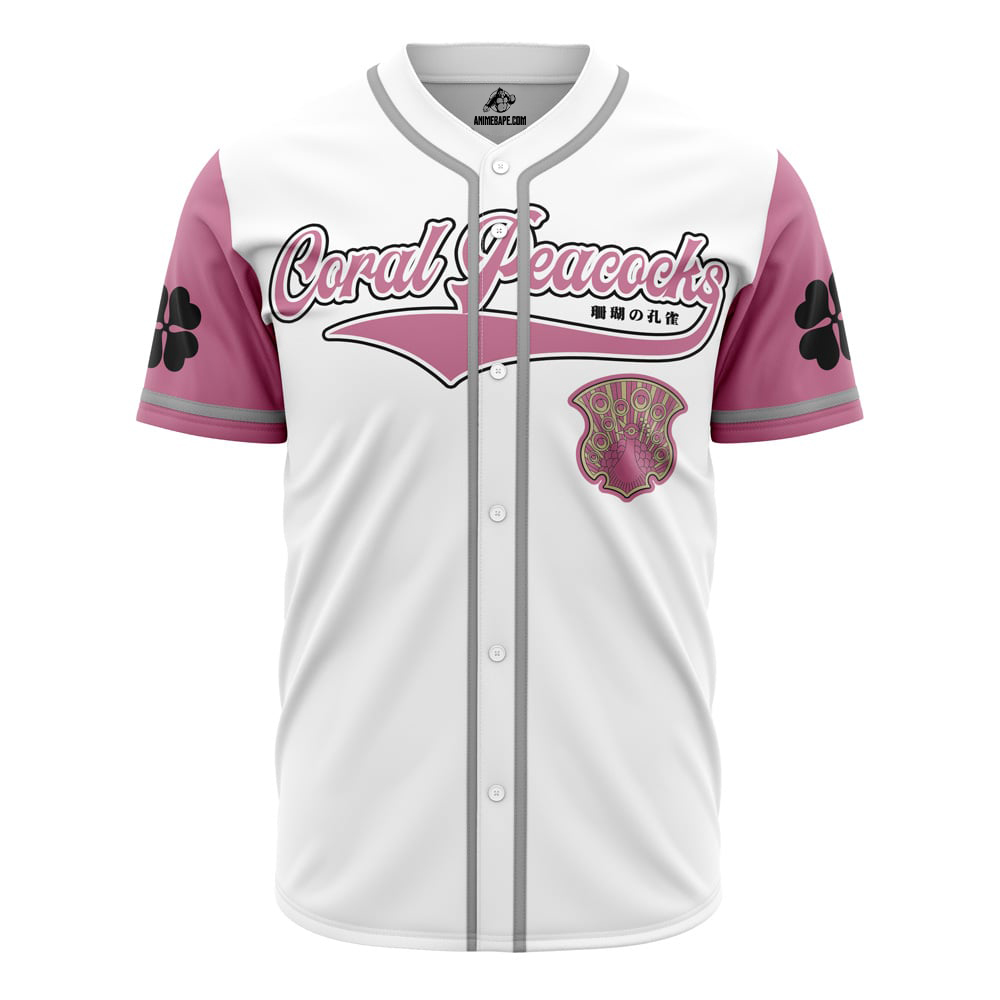 Coral Peacocks Black Clover Custom Baseball Jersey - Otaku Hall