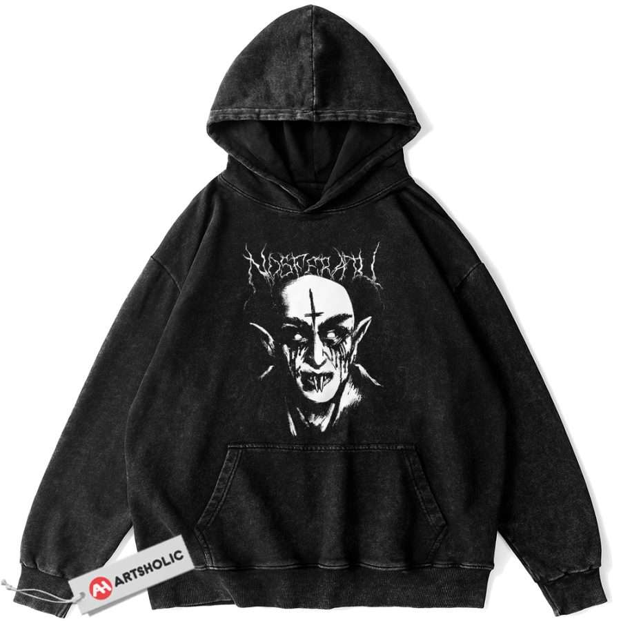 Alternative view of Count Orlok Hoodie, Nosferatu Hoodie, Halloween Hoodie, Horror Hoodie, Vintage Hoodie