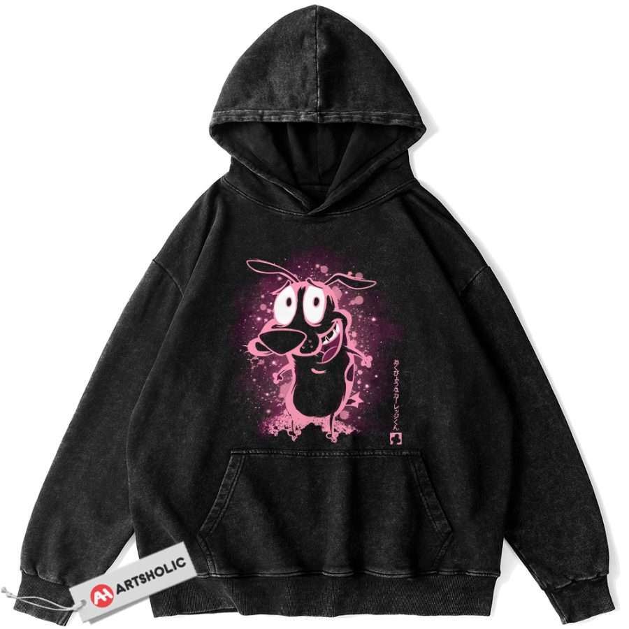 Alternative view of Courage the Cowardly Dog Hoodie, Animated Hoodie, Vintage Hoodie