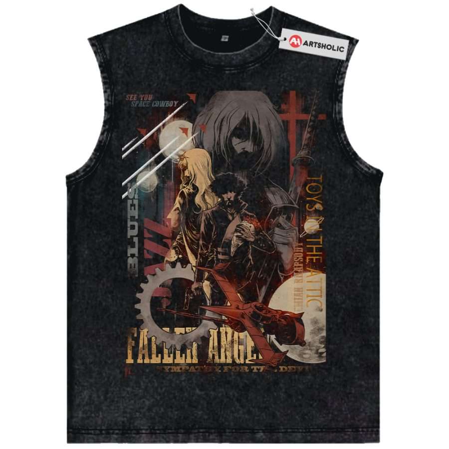 Alternative view of Cowboy Bebop Tank Top, Anime Tank Top, Vintage Tank Top