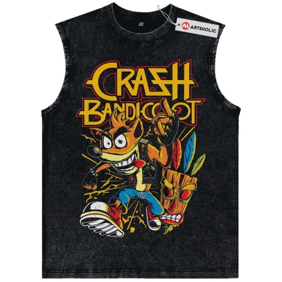 Alternative view of Crash Bandicoot Tank Top, Game Tank Top, Vintage Tank Top