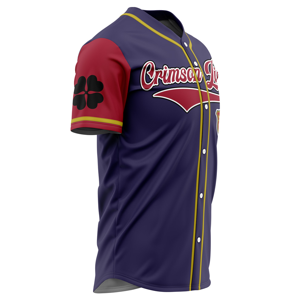Alternative view of Crimson Lions Black Clover Custom Baseball Jersey - Otaku Hall