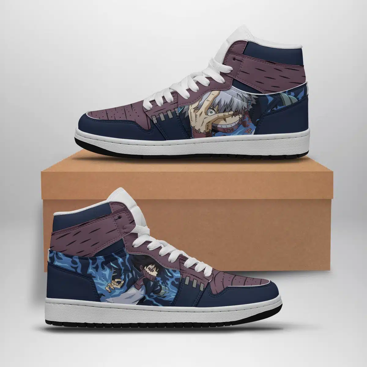 Dabi Blue Flame Basketball Shoes for My Hero Academia Fans - Custom Sneaker Mid 1 Style - Otaku Hall