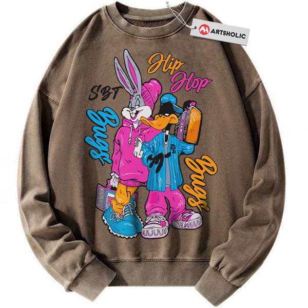 Alternative view of Daffy Duck Sweatshirt, Bugs Bunny Sweatshirt, Looney Tunes Sweatshirt, Cartoon Sweatshirt, Vintage Sweatshirt