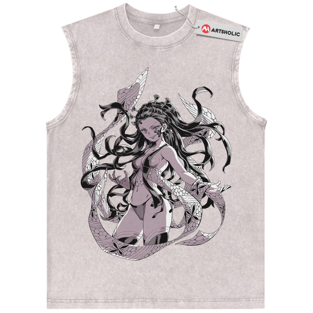 Alternative view of Daki Tank Top, Demon Slayer Tank Top, Anime Tank Top, Vintage Tank Top
