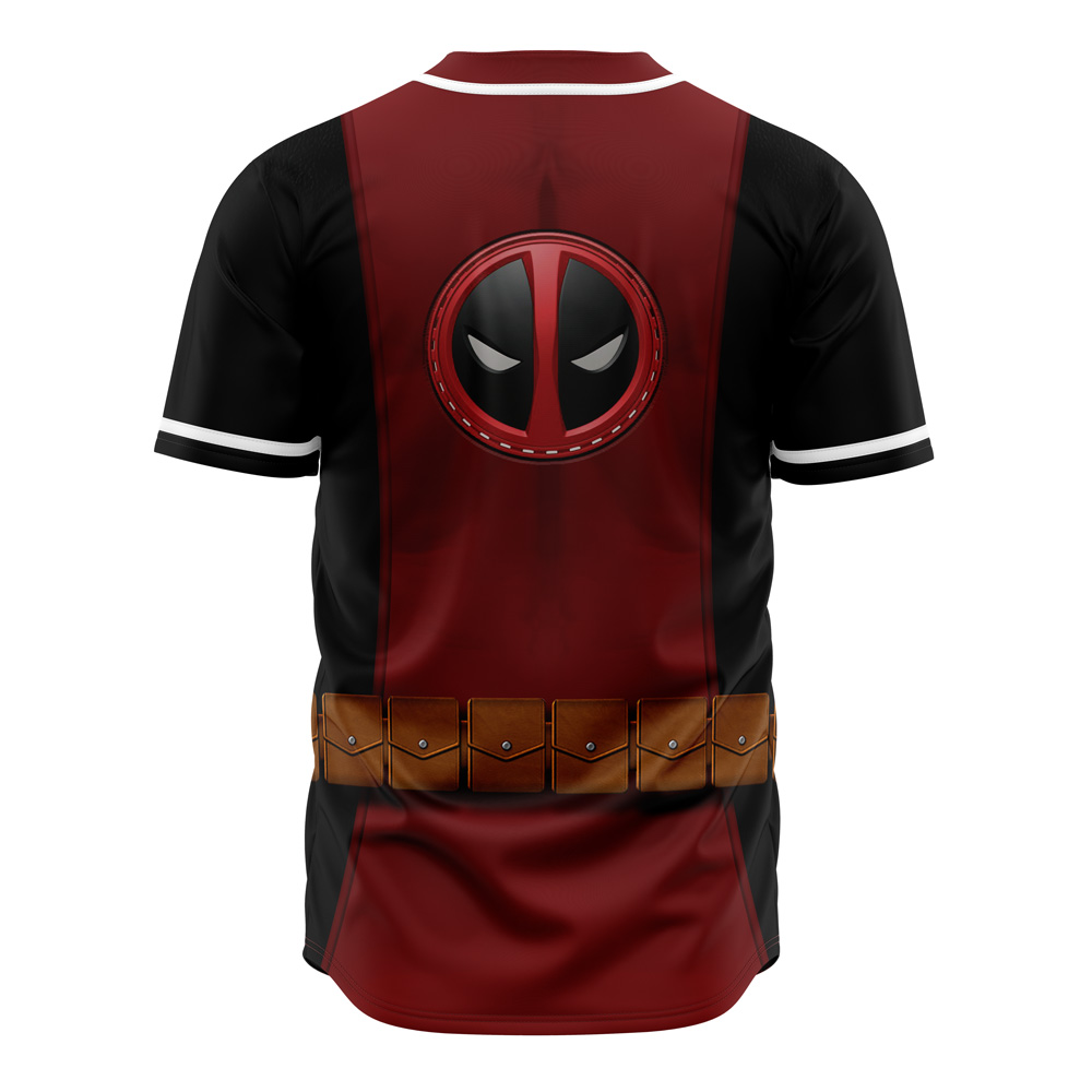 Alternative view of Deadpool Cosplay Marvel Custom Baseball Jersey - Otaku Hall