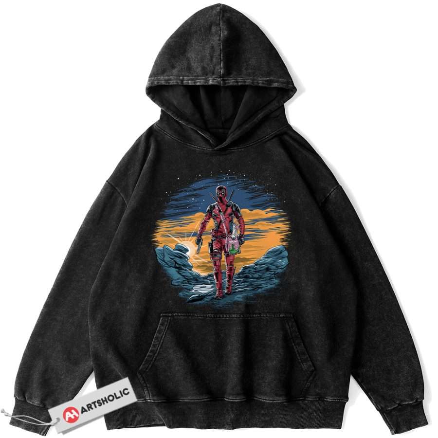 Alternative view of Deadpool Hoodie, Marvel Comics Hoodie, Vintage Hoodie