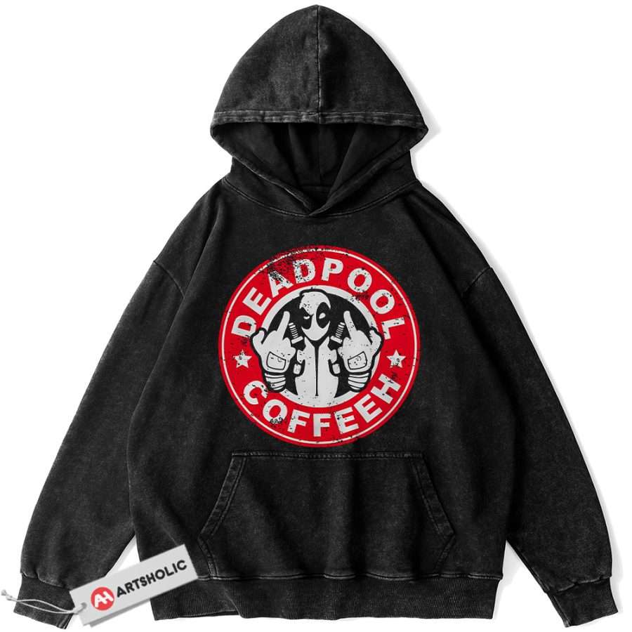 Alternative view of Deadpool Hoodie, Marvel Comics Hoodie, Vintage Hoodie