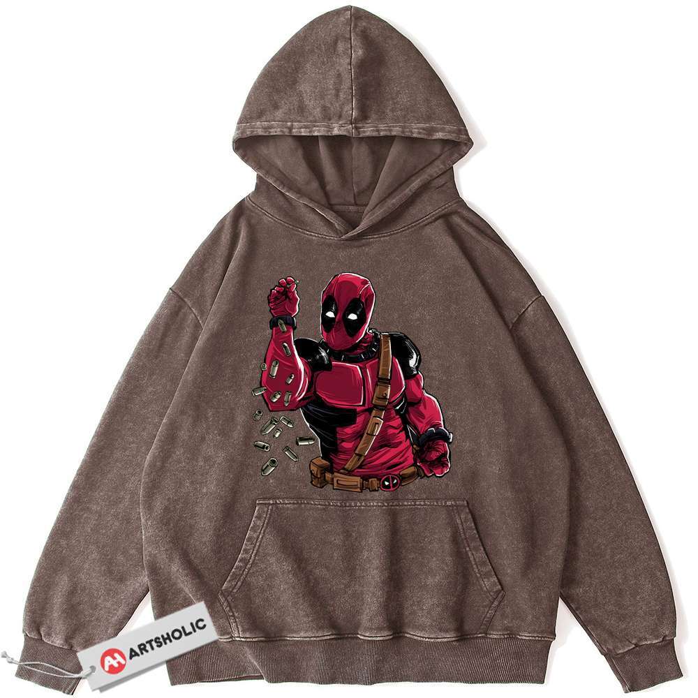 Alternative view of Deadpool Hoodie, Marvel Comics Hoodie, Vintage Hoodie