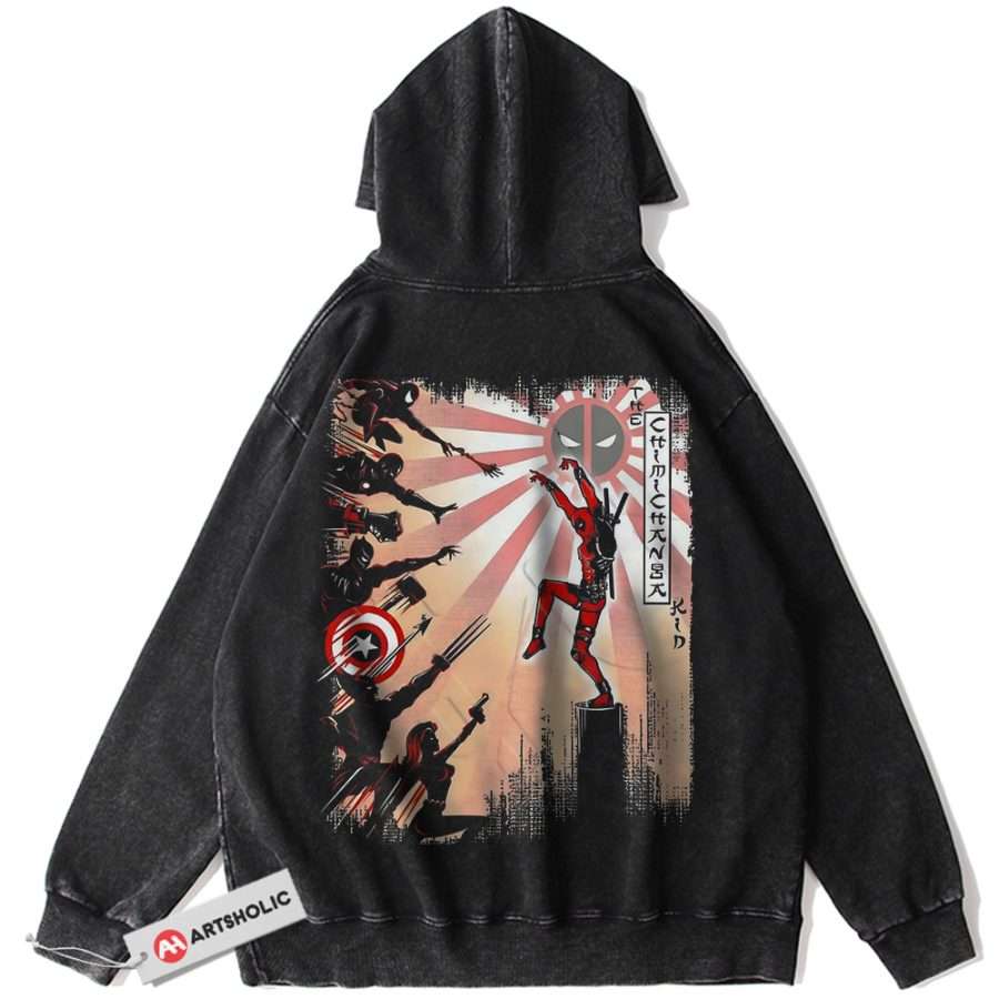 Alternative view of Deadpool Hoodie, Marvel Comics Hoodie, Vintage Hoodie