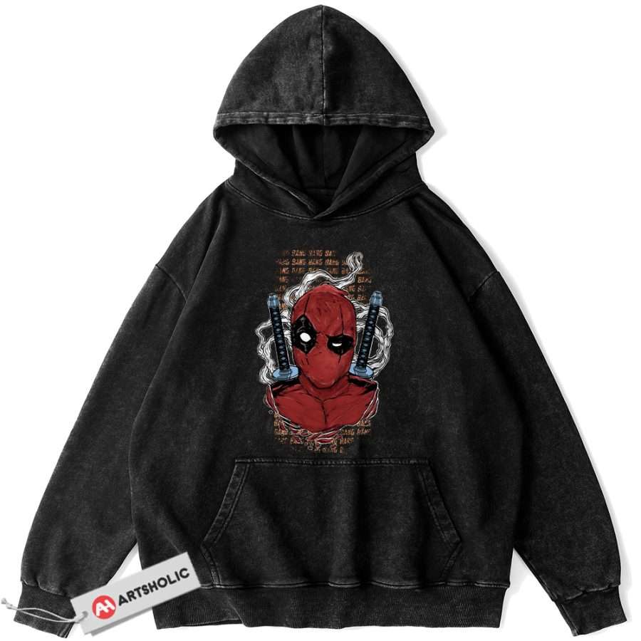 Alternative view of Deadpool Hoodie, Marvel Comics Hoodie, Vintage Hoodie