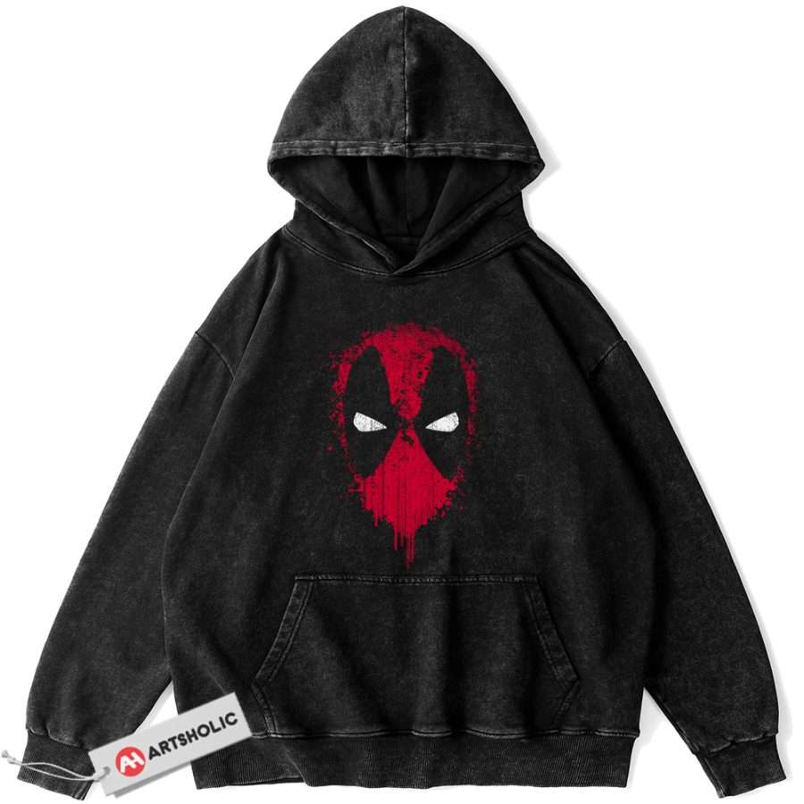 Alternative view of Deadpool Hoodie, Marvel Comics Hoodie, Vintage Hoodie