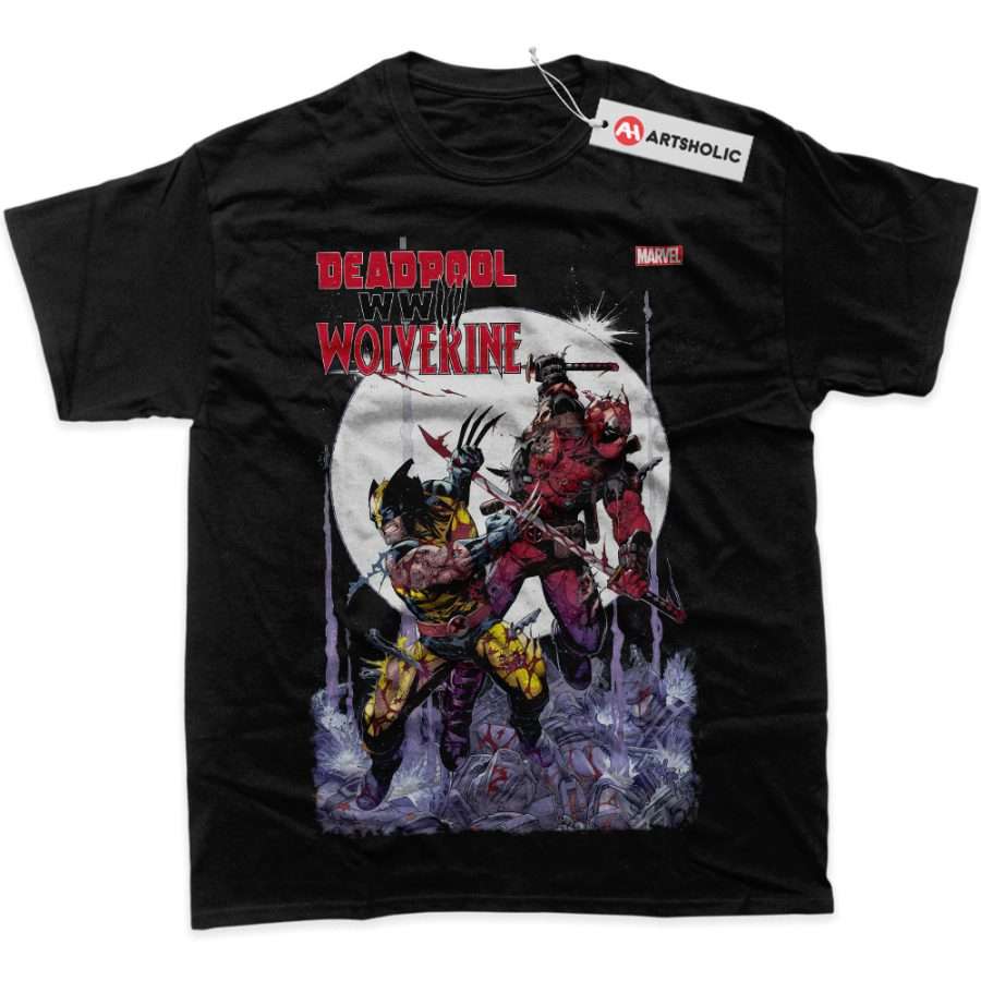 Alternative view of Deadpool Shirt, Wolverine Shirt, Marvel Comics Shirt, Graphic Tee