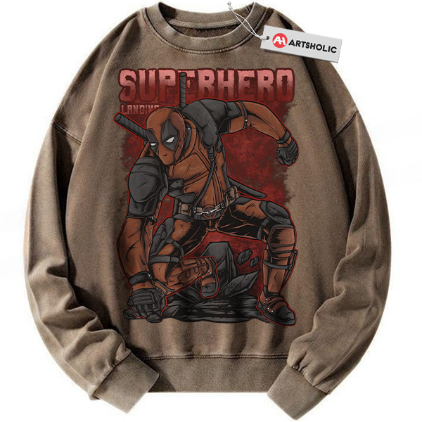 Alternative view of Deadpool Sweatshirt, Marvel Comics Sweatshirt, Vintage Sweatshirt