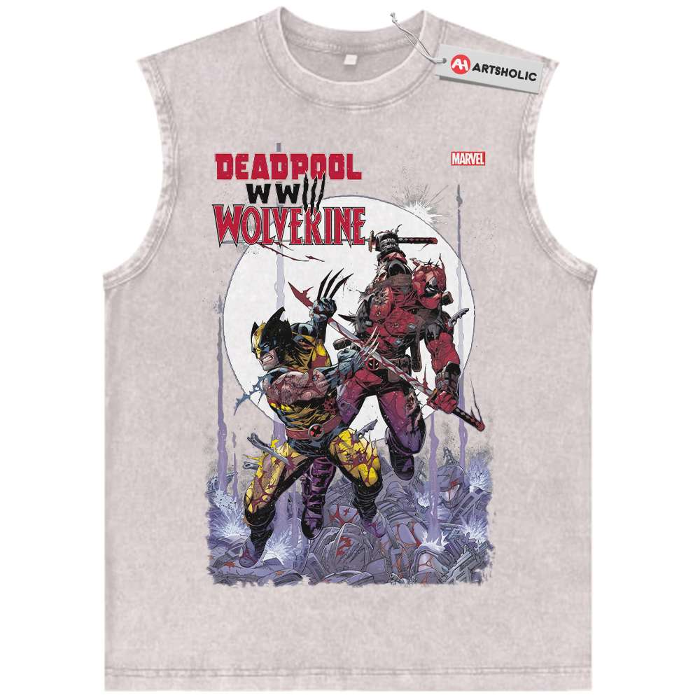 Alternative view of Deadpool Tank Top, Wolverine Tank Top, Marvel Comics Tank Top, Vintage Tank Top
