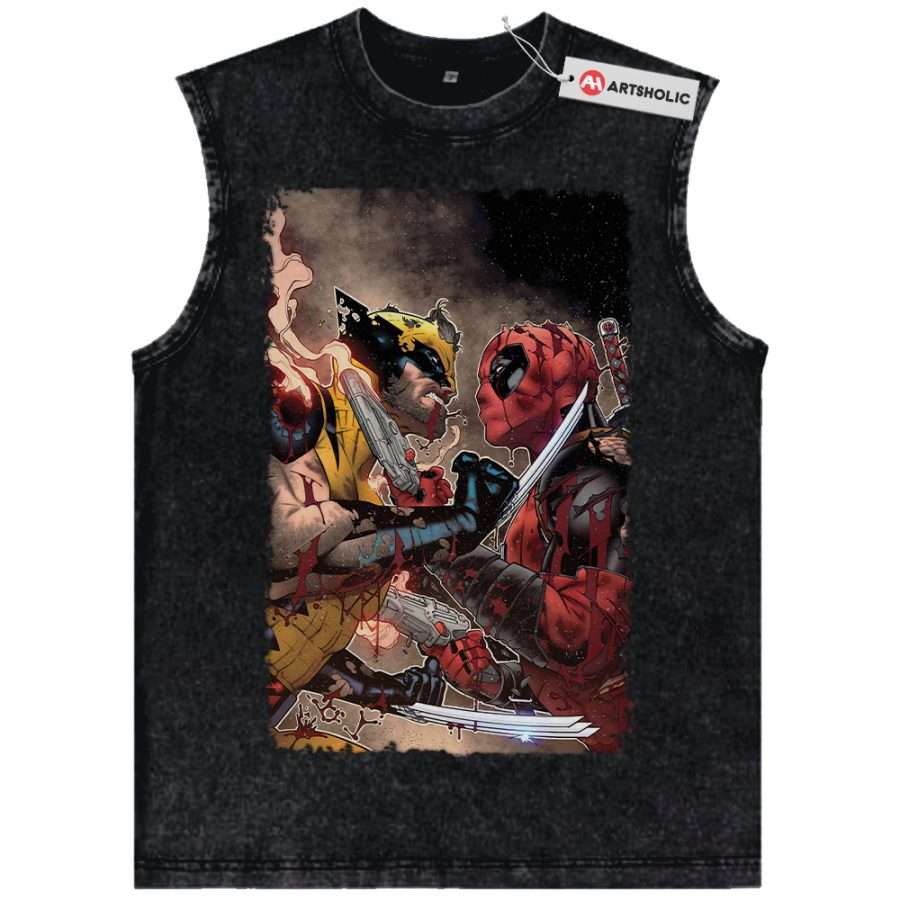 Alternative view of Deadpool Tank Top, Wolverine Tank Top, Marvel Comics Tank Top, Vintage Tank Top