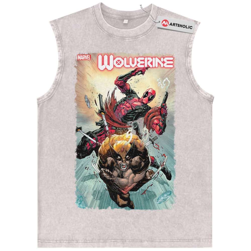 Alternative view of Deadpool Tank Top, Wolverine Tank Top, Marvel Comics Tank Top, Vintage Tank Top