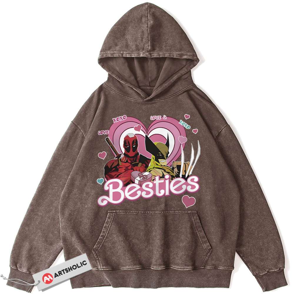 Alternative view of Deadpool vs Wolverine Hoodie, Marvel Comics Hoodie, Vintage Hoodie