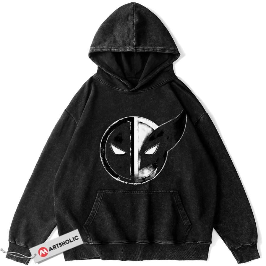 Alternative view of Deadpool vs Wolverine Hoodie, Marvel Comics Hoodie, Vintage Hoodie