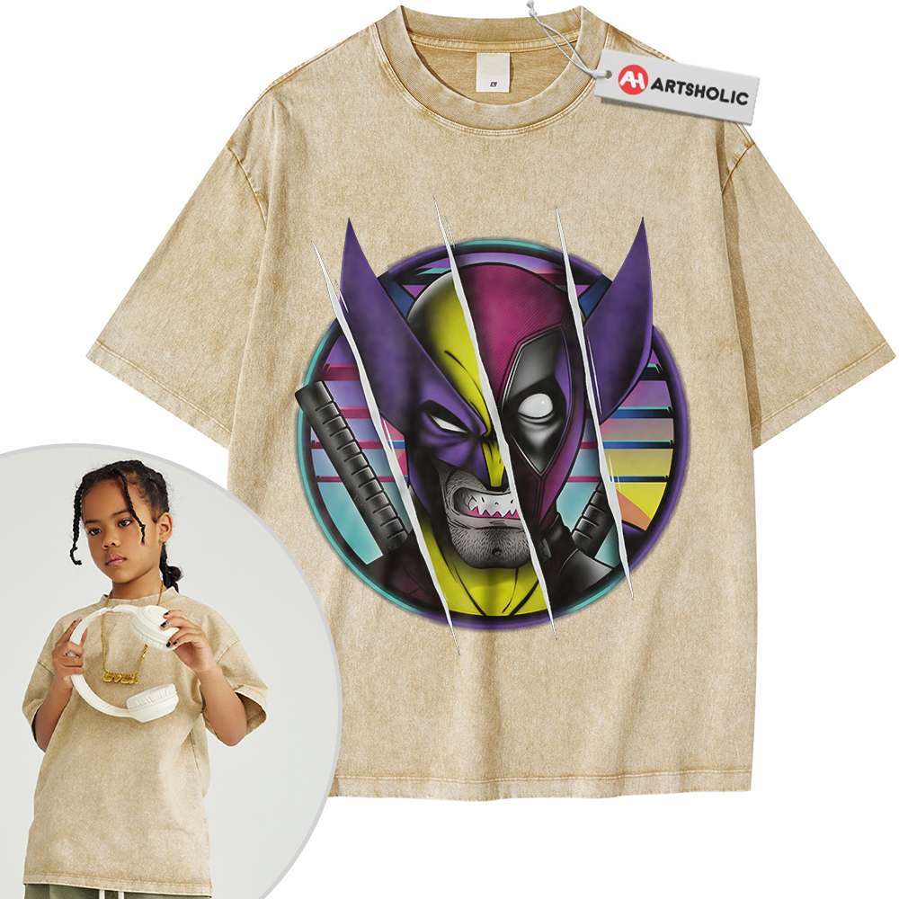 Alternative view of Deadpool vs Wolverine Shirt For Kids, Marvel Comics Shirt For Kids, Vintage Tee For Kids
