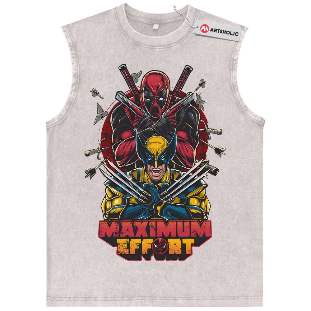 Alternative view of Deadpool vs Wolverine Tank Top, Marvel Comics Tank Top, Vintage Tank Top