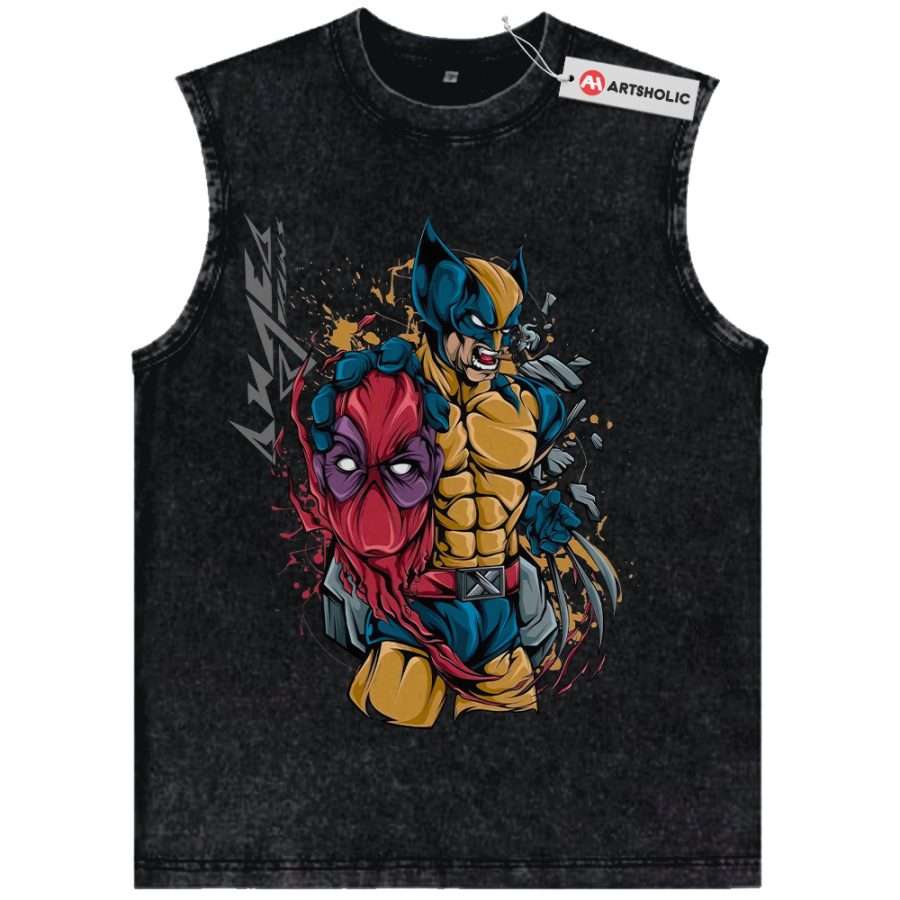 Alternative view of Deadpool vs Wolverine Tank Top, Marvel Comics Tank Top, Vintage Tank Top