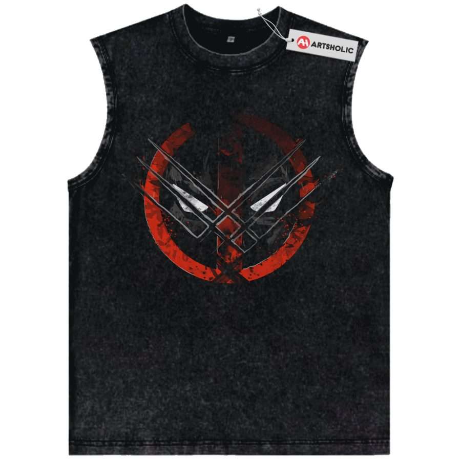 Alternative view of Deadpool vs Wolverine Tank Top, Marvel Comics Tank Top, Vintage Tank Top