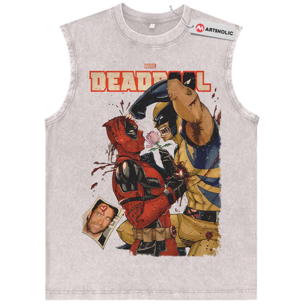 Alternative view of Deadpool vs Wolverine Tank Top, Marvel Comics Tank Top, Vintage Tank Top