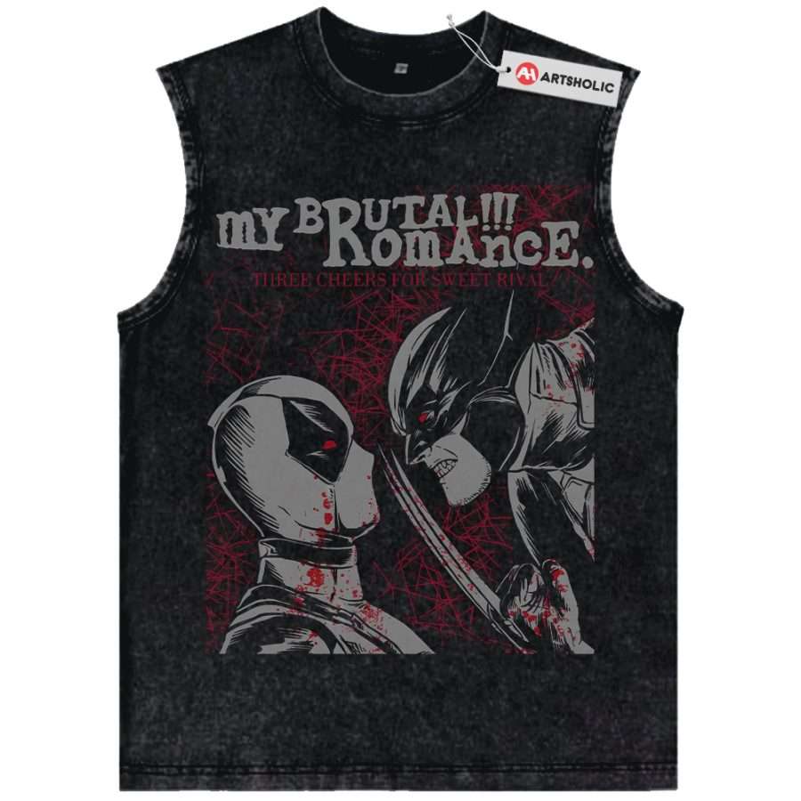 Alternative view of Deadpool vs Wolverine Tank Top, Marvel Comics Tank Top, Vintage Tank Top