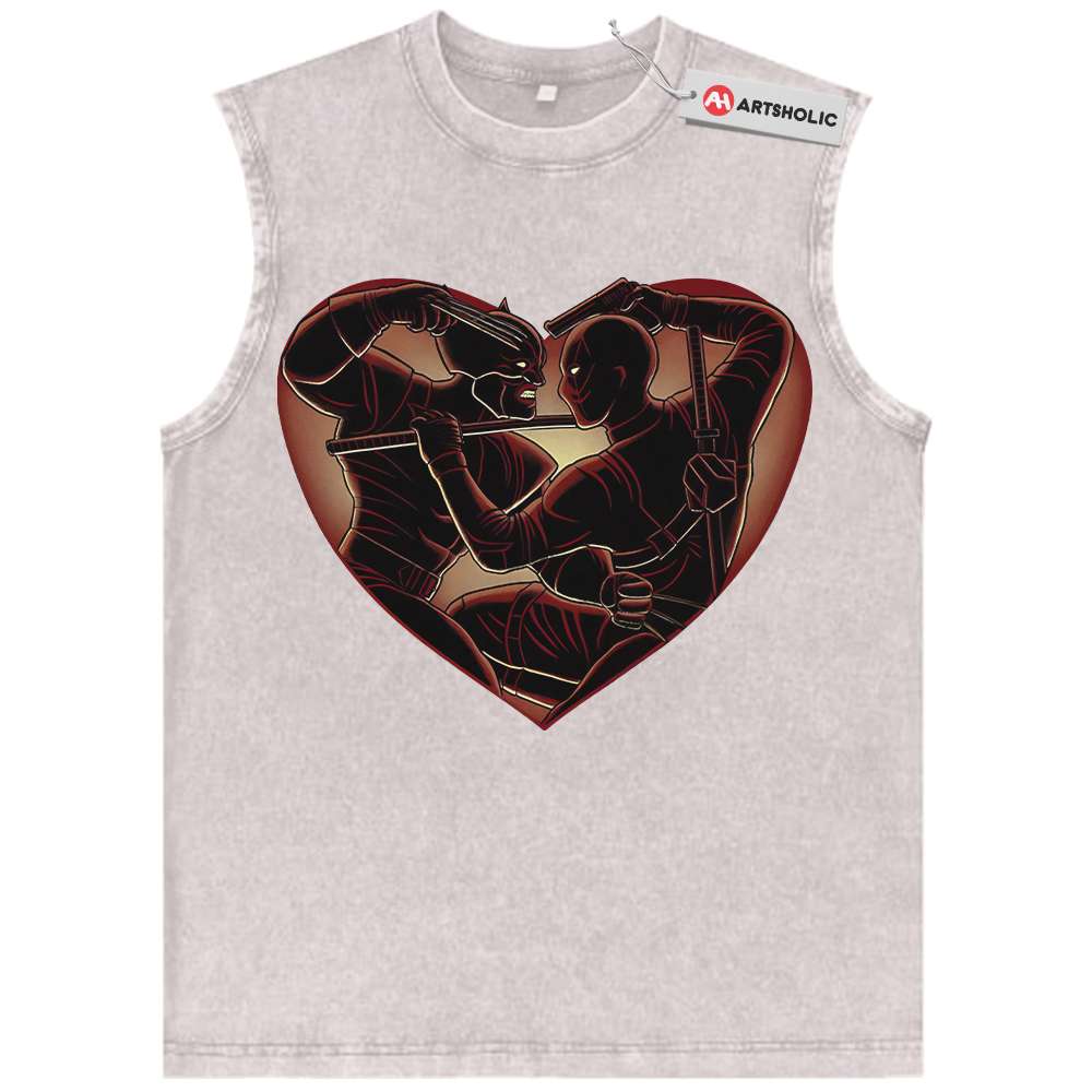 Alternative view of Deadpool vs Wolverine Tank Top, Marvel Comics Tank Top, Vintage Tank Top