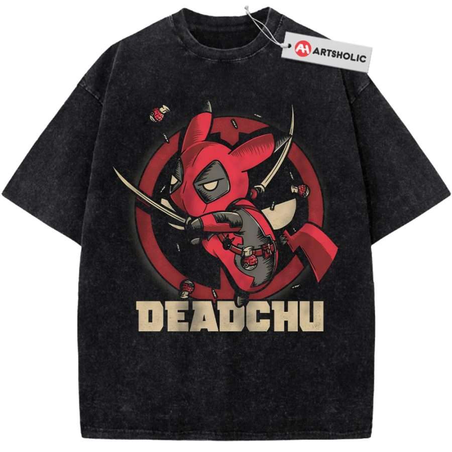 Alternative view of Deadpool x Pikachu Shirt, Pokemon shirt, Anime Shirt, Vintage T-Shirt