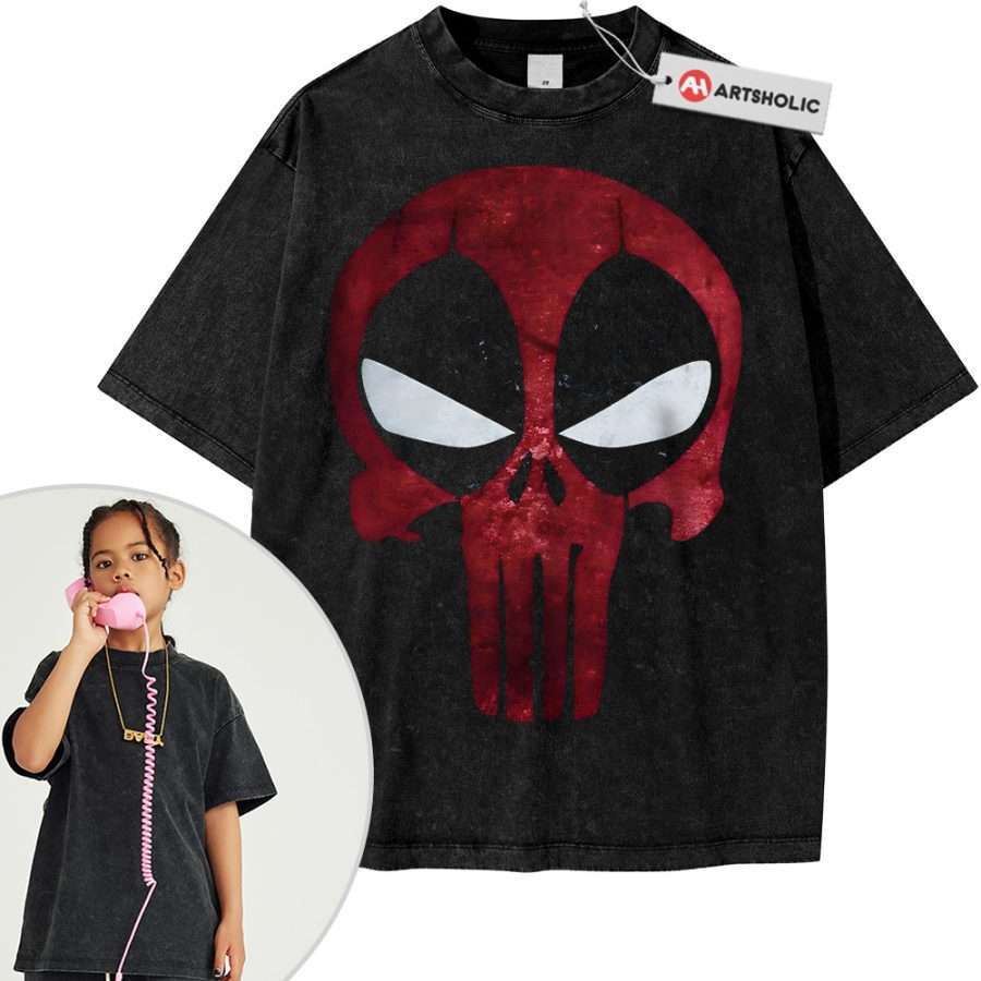 Alternative view of Deadpool x Punisher Shirt For Kids, Marvel Comics Shirt For Kids, Vintage T-Shirt For Kids